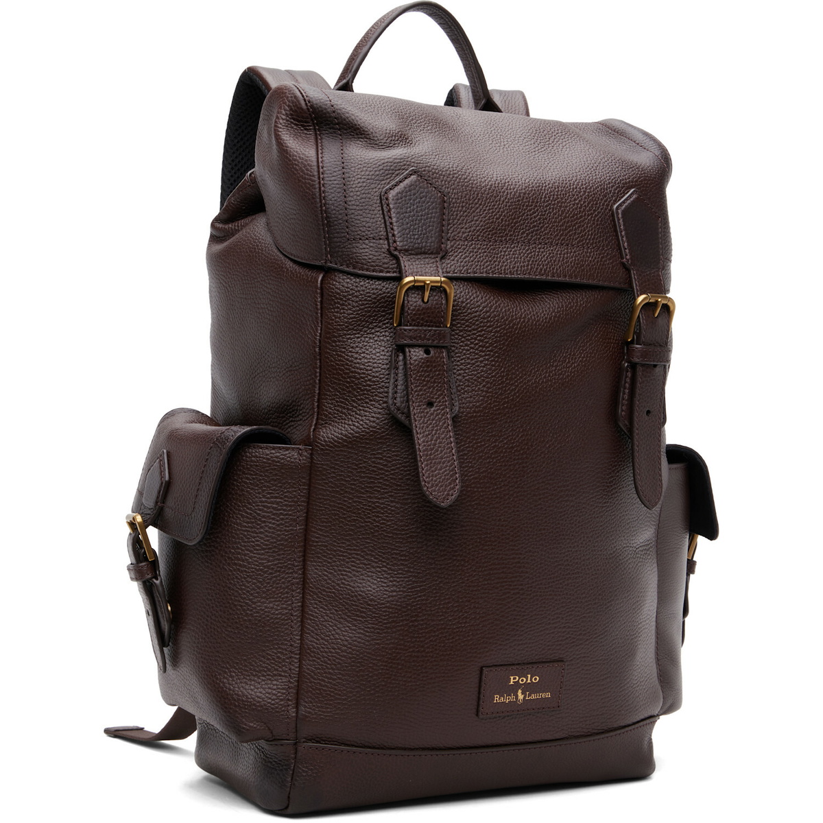 Polo Ralph Lauren Brown Pebbled Leather Backpack