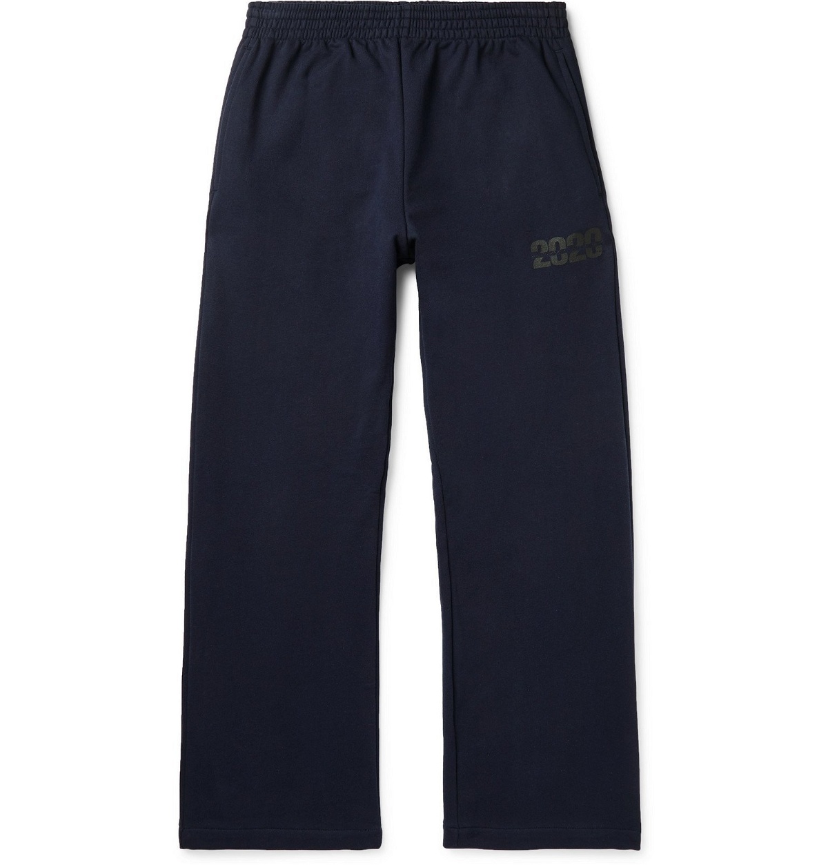 Photo: Martine Rose - Wide-Leg Logo-Print Loopback Cotton-Jersey Sweatpants - Blue