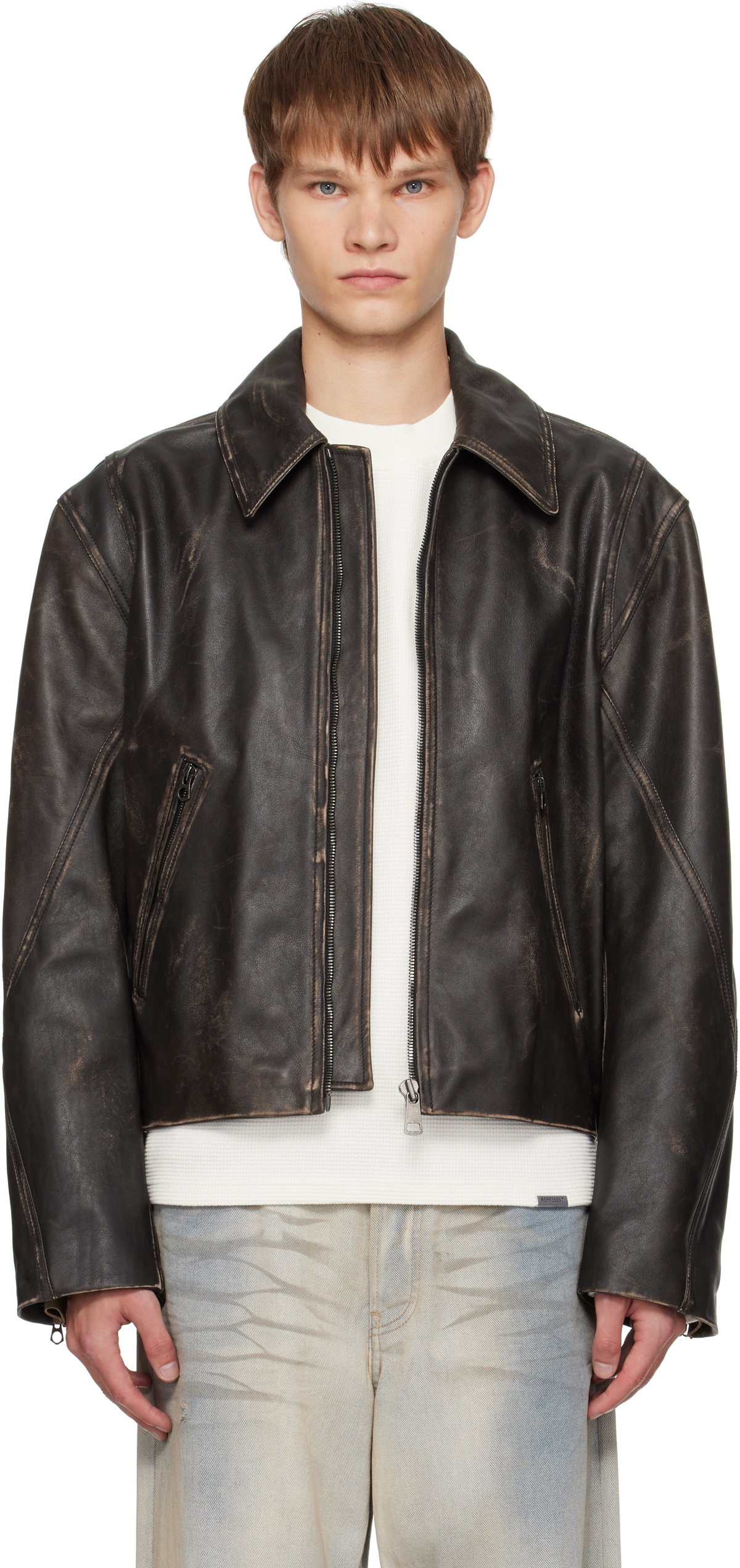HOPE Brown Void Leather Jacket