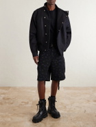 Sacai - Wide-Leg Belted Floral-Print Cotton-Canvas Shorts - Black