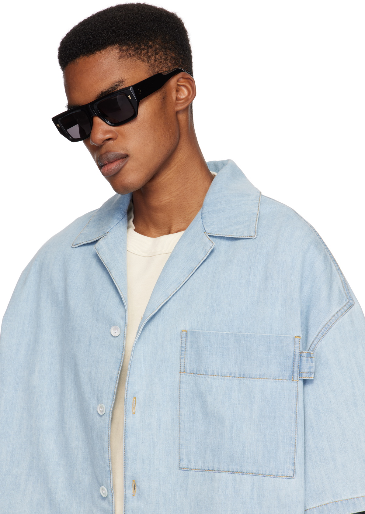 Cutler and Gross Black 1413 Rectangle Sunglasses Cutler and Gross