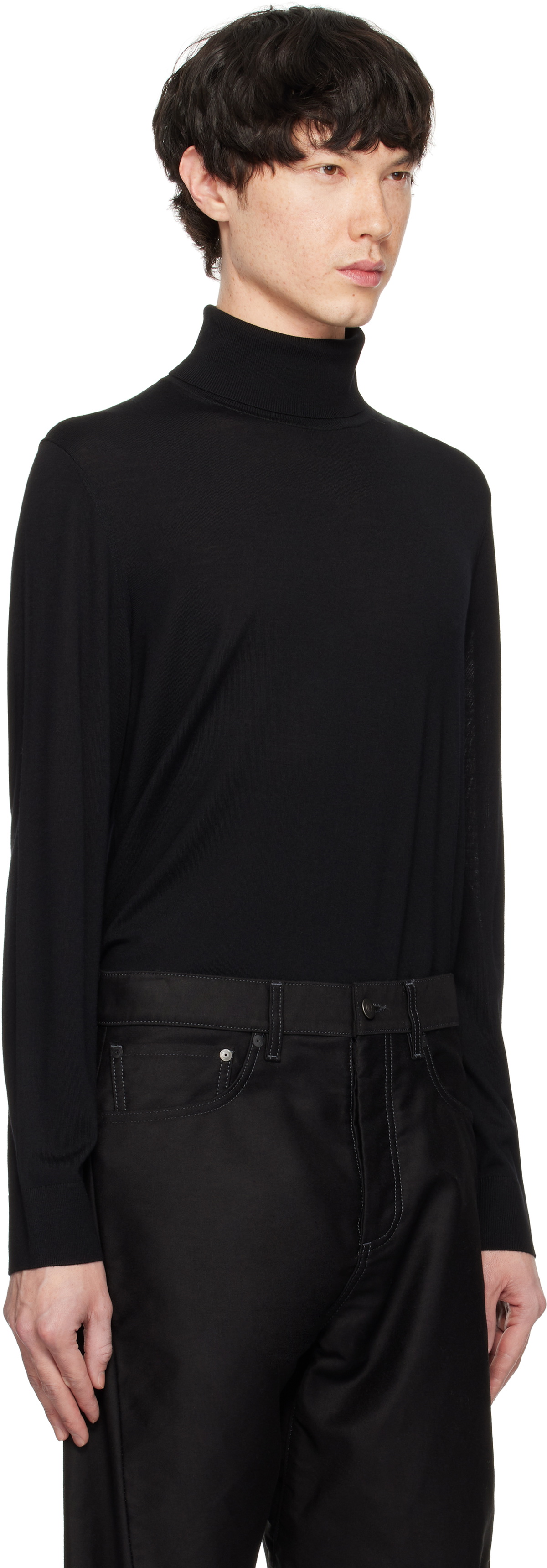 Theory Black Regal Merino Wool Turtleneck