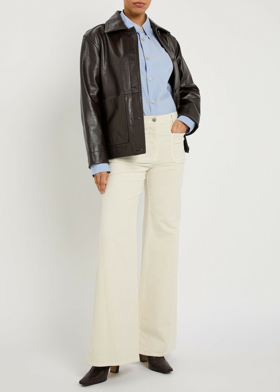 Nili Lotan Florence Flared-leg Corduroy Trousers Beige