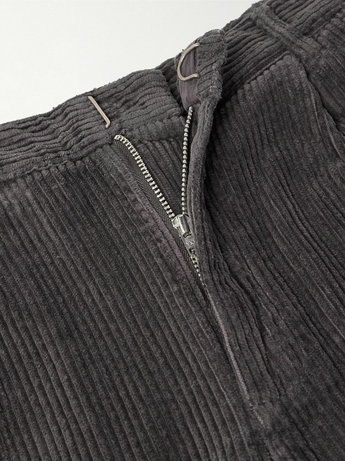 Folk - Signal Straight-Leg Pleated Cotton-Corduory Trousers - Black