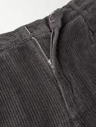 Folk - Signal Straight-Leg Pleated Cotton-Corduory Trousers - Black