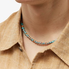 Mikia Men's Marble Beaded Necklace in Turquoise/Hematite