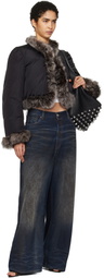 Alexander Wang Black Fur Trim Down Jacket