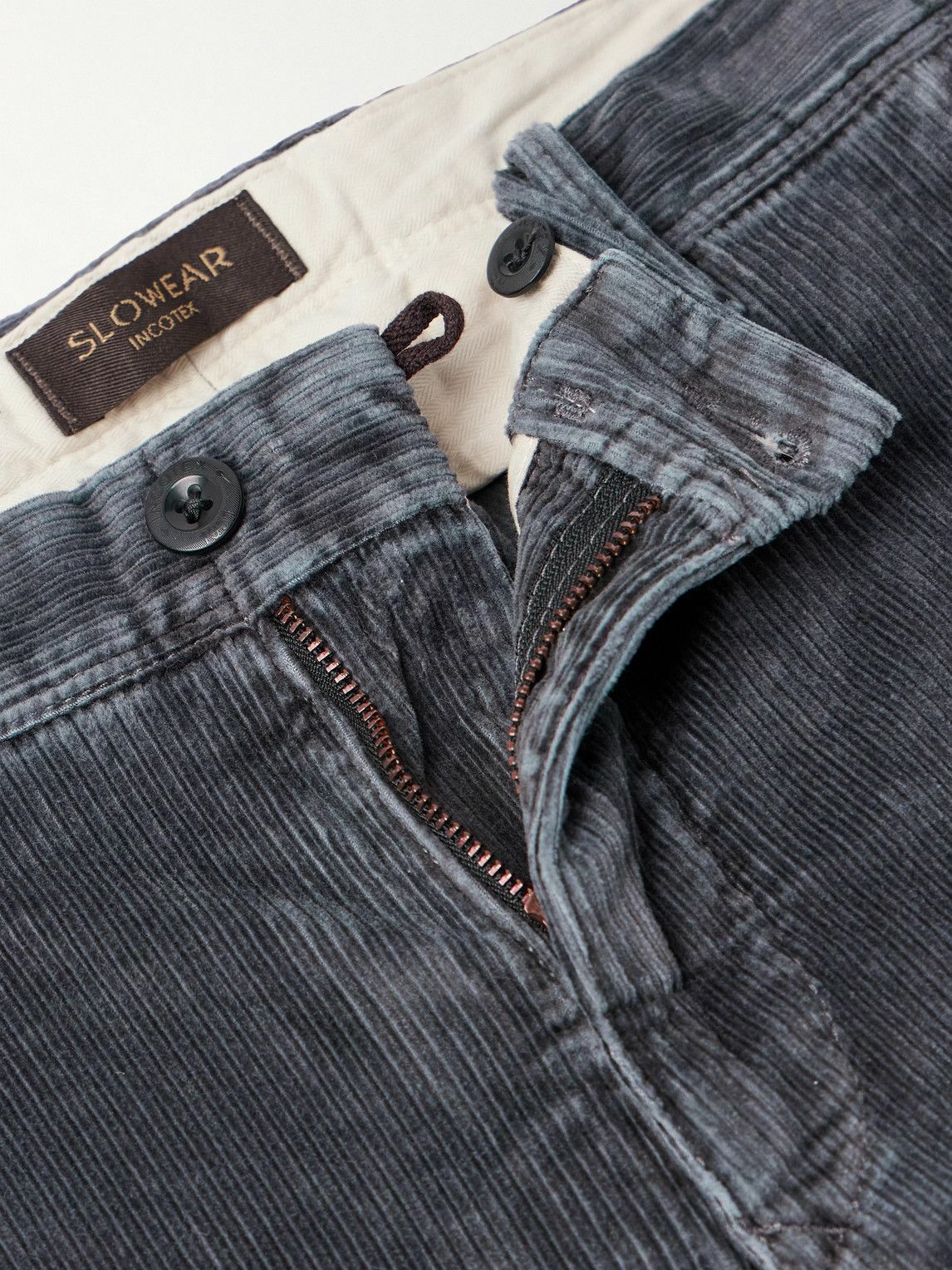 Incotex - Slim-Fit Cotton-Blend Corduroy Trousers - Gray