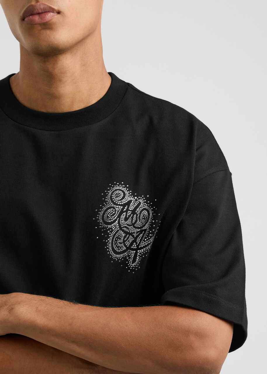 Amiri Crystal Burst MA Swirl Logo Cotton T-shirt Black Amiri