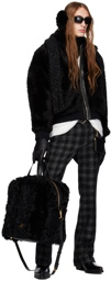 Ernest W. Baker Black Spread Collar Shearling Jacket