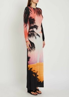 Rabanne Printed Embellished Stretch-jersey Maxi Dress Orange