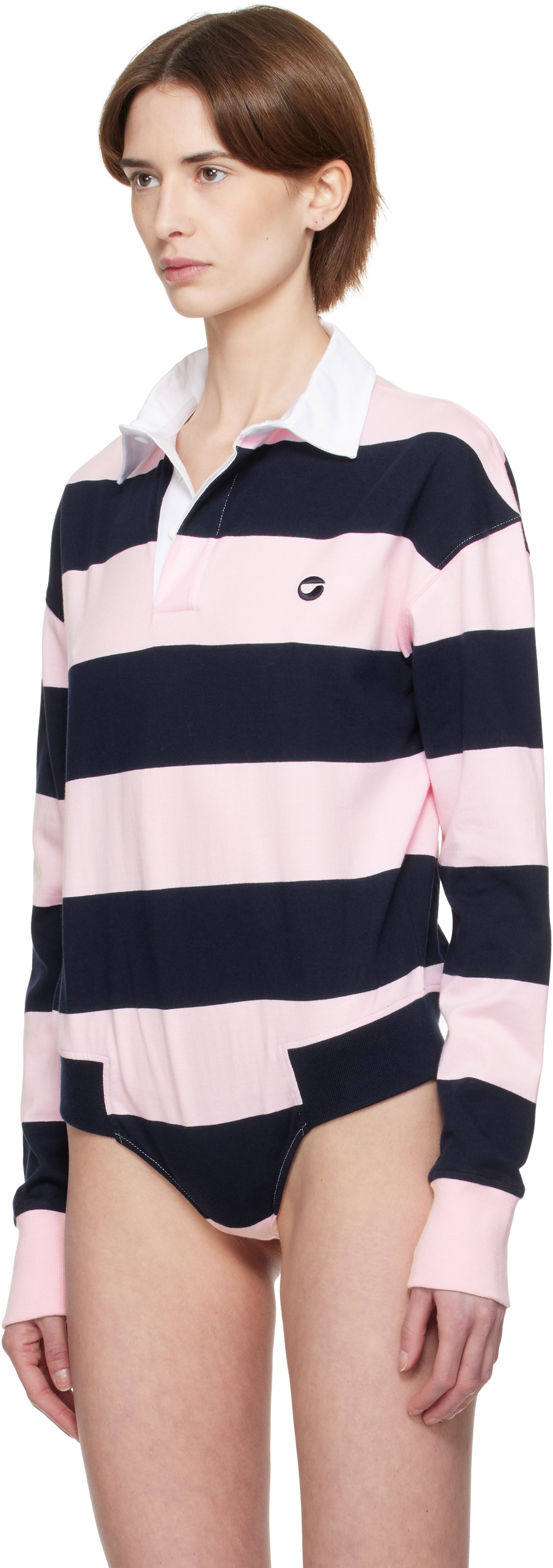 Coperni Navy & Pink Striped Bodysuit
