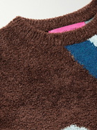 The Elder Statesman - Ollio Intarsia-Knit Bouclé Sweater - Brown