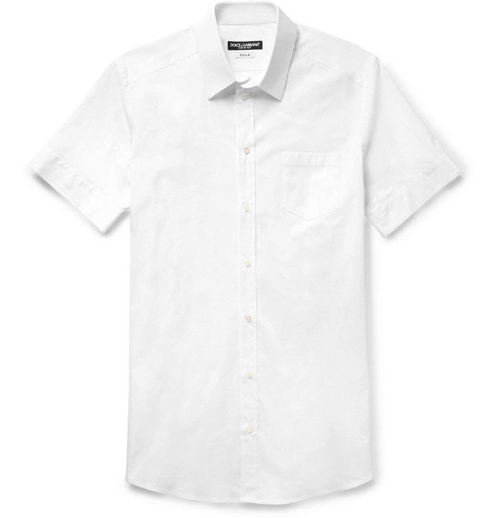 Photo: Dolce & Gabbana - Slim-Fit Stretch-Cotton Poplin Shirt - Men - White