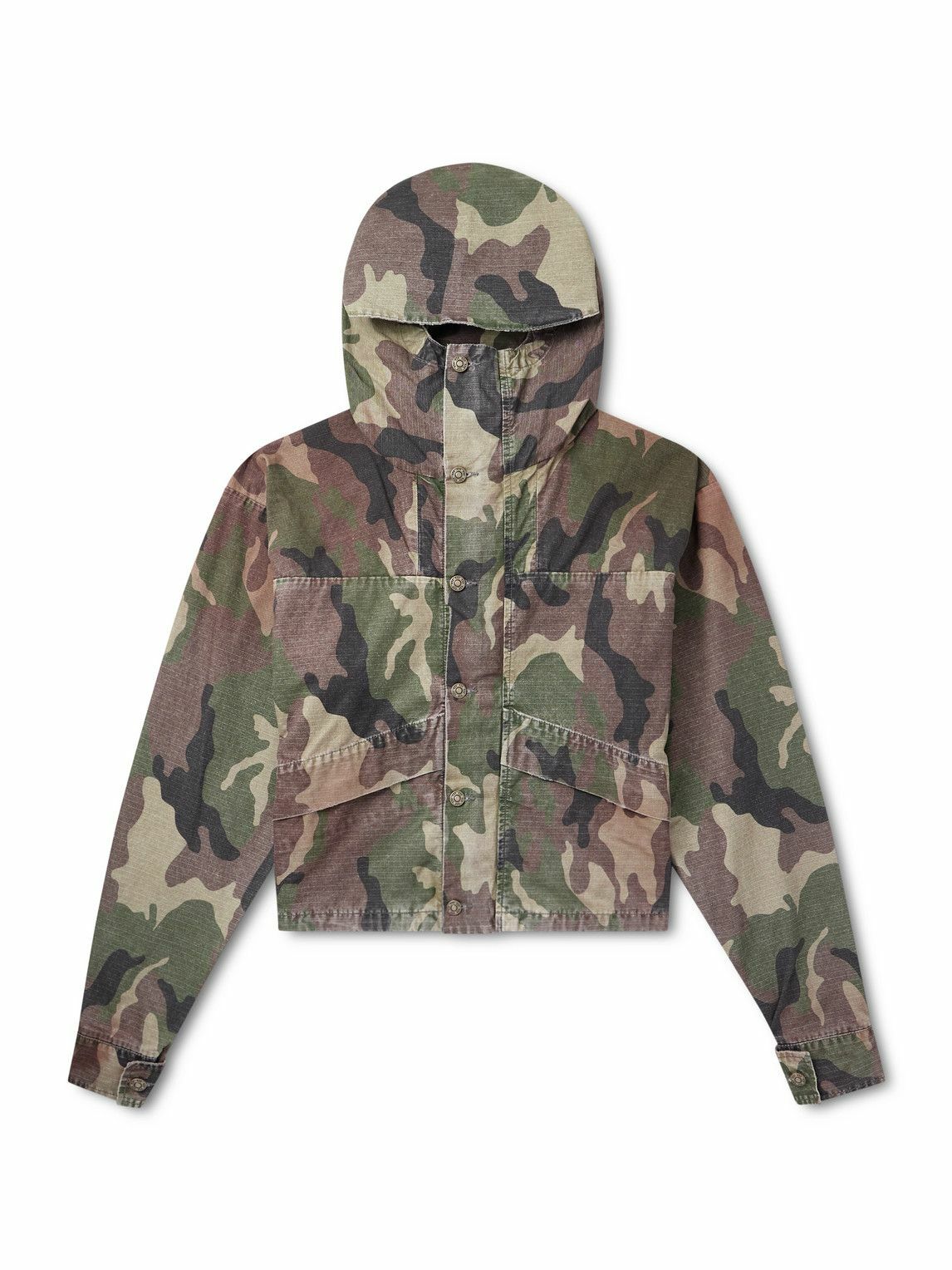 424 - Camouflage-Print Cotton-Ripstop Hooded Jacket - Green