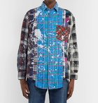 Needles - Paint-Splattered Checked Cotton-Flannel Shirt - Blue