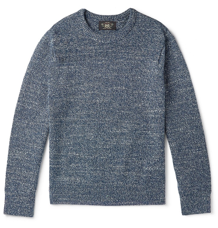 Photo: RRL - Slim-Fit Mélange Cotton Sweater - Blue
