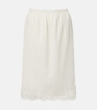 Posse Darya embroidered linen and cotton midi skirt