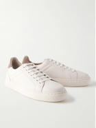 Brunello Cucinelli - Suede-Trimmed Full-Grain Leather Sneakers - White