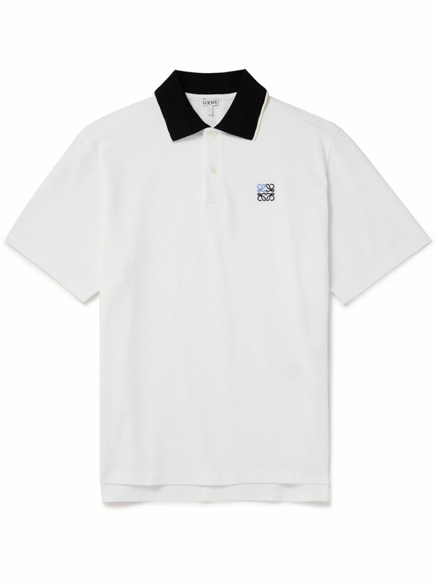 Photo: Loewe - Anagram Logo-Embroidered Cotton-Piqué Polo Shirt - White
