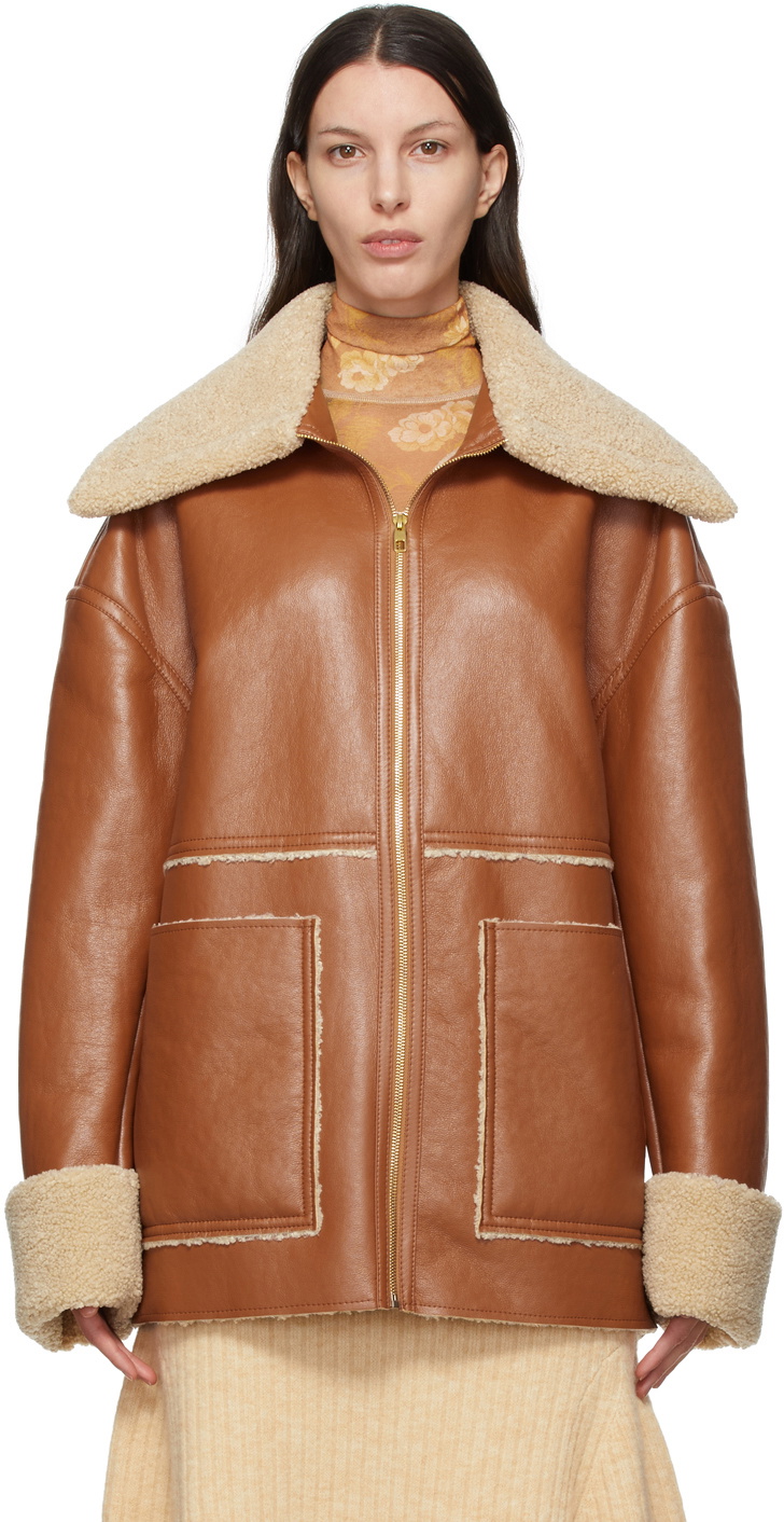 nanushka beryl faux shearling jacket