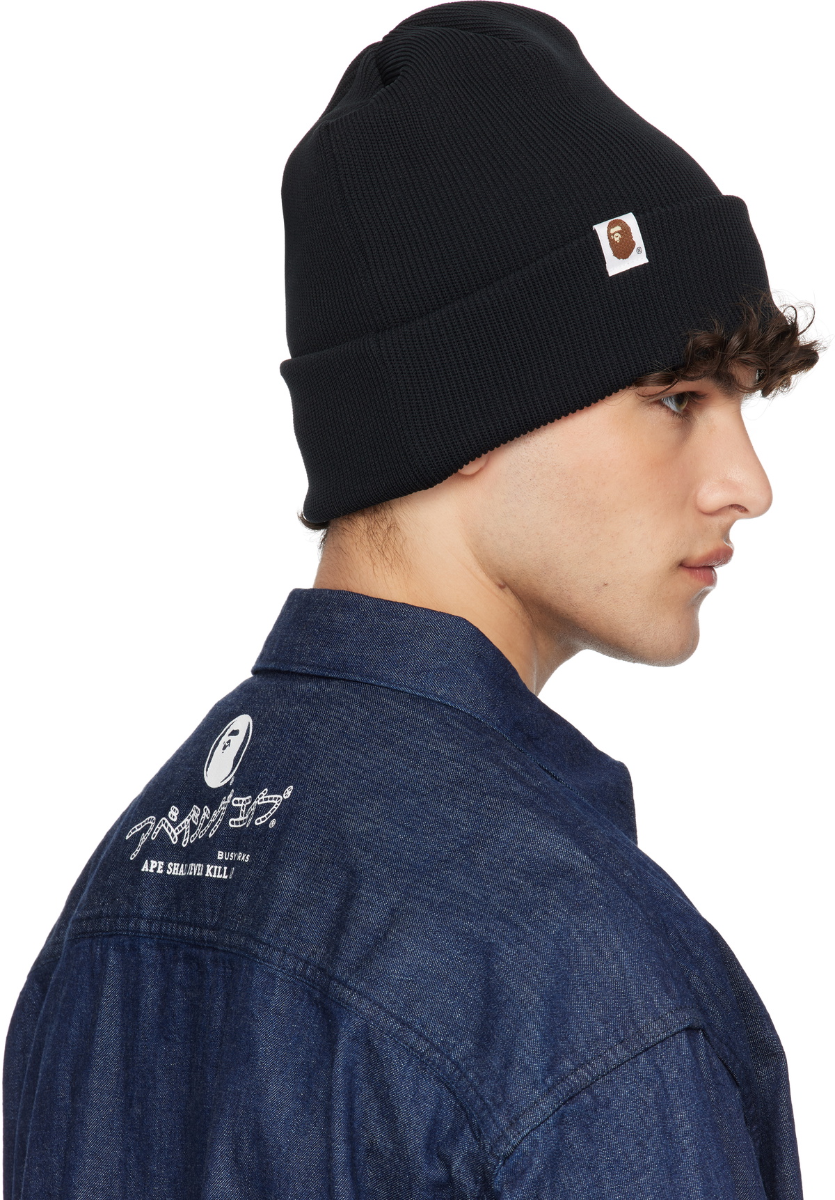 BAPE Black Logo Knit Beanie