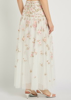 Needle & Thread Eden Rose Floral-embroidered Tulle Midi Skirt White