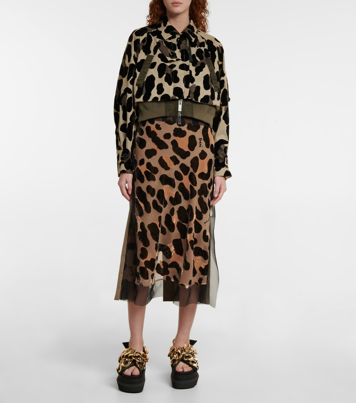 Sacai - Animal-print layered jacket Sacai