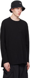 Y-3 Black Buttoned Long Sleeve T-Shirt