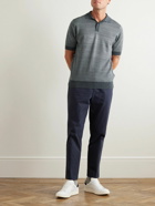 John Smedley - Jacquard-Knit Merino Wool Polo Shirt - Gray