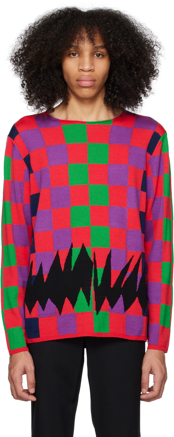 COMME des GARCONS Check Pattern Transfer Print Ruffle Long one piece GB-O029 multicolor Stainless Steel
