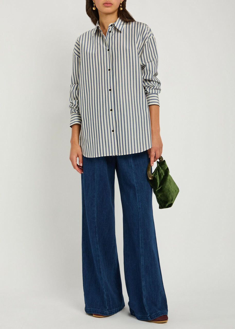 Forte_forte Striped Woven Shirt Navy