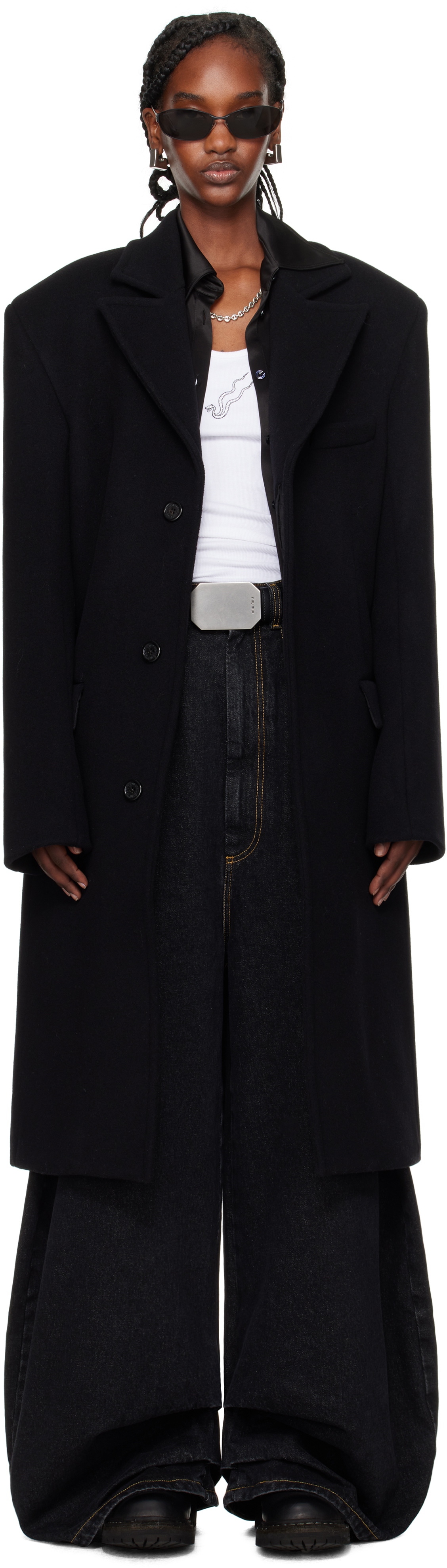 LU'U DAN コート Black Jiman Leather Coat by LU'U DAN on Sale