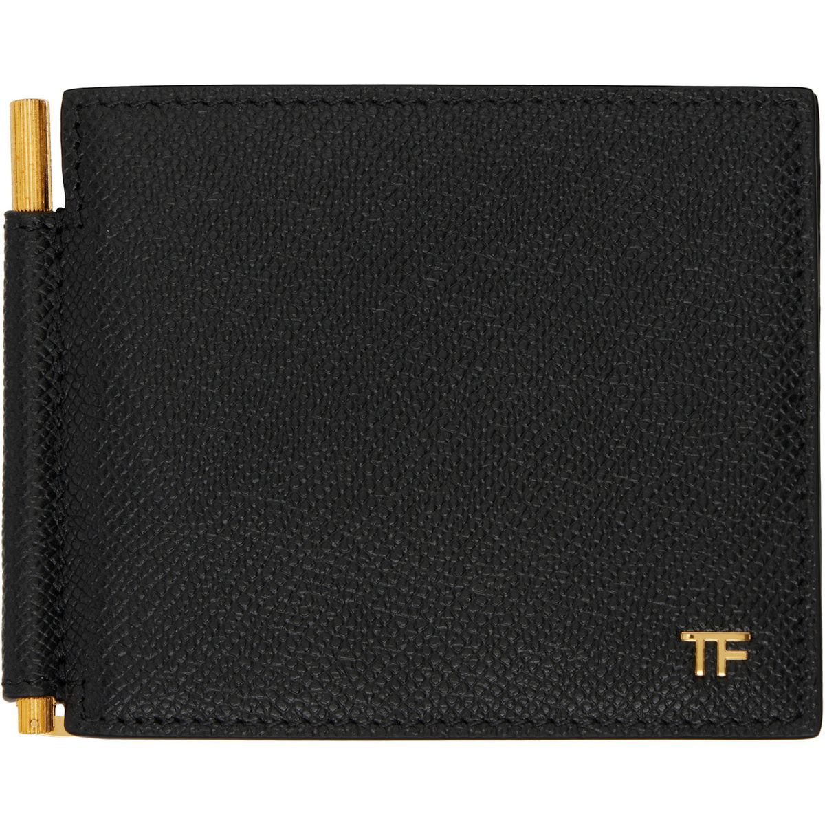 TOM FORD Black Small Grain Leather Money Clip Wallet
