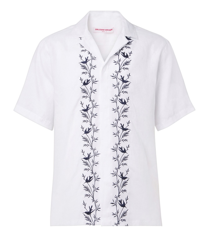 Photo: Orlebar Brown Maitan embroidered linen shirt