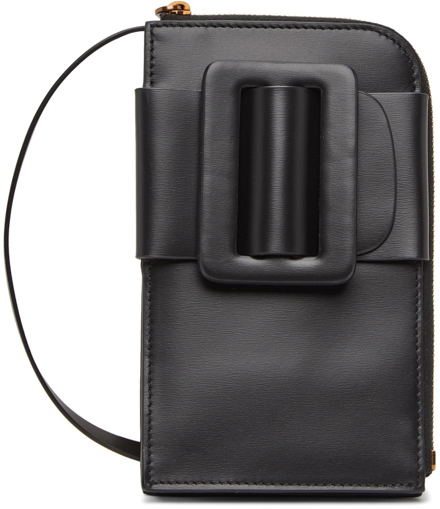 Boyy Buckle Colorblock Raffia & Leather Crossbody Phone Case In Brown