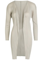 Pleats Please Issey Miyake Pleated Woven Coat Beige