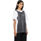 Simone Rocha White & Black Patchwork Satin Trompe L'Oeil Print T-shirt