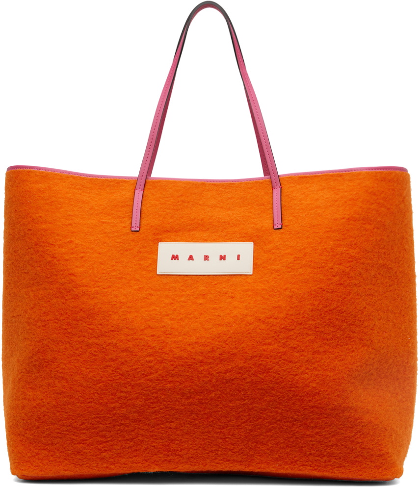 Marni Reversible Orange Medium Janus Tote Marni