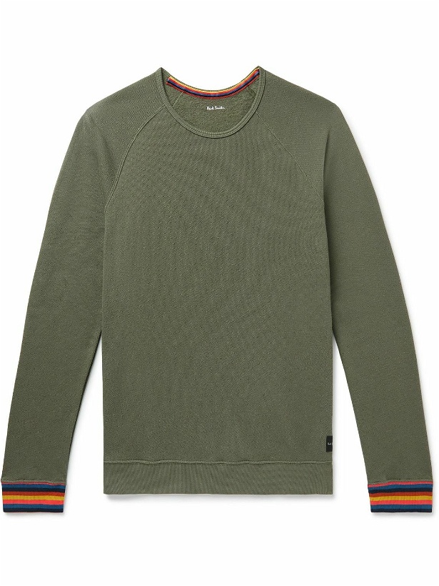 Photo: Paul Smith - Striped Cotton-Jersey Sweatshirt - Green
