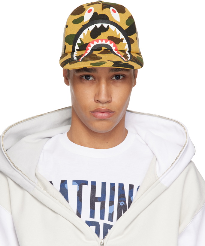 Photo: BAPE Yellow & Beige 1st Camo Shark Mesh Cap