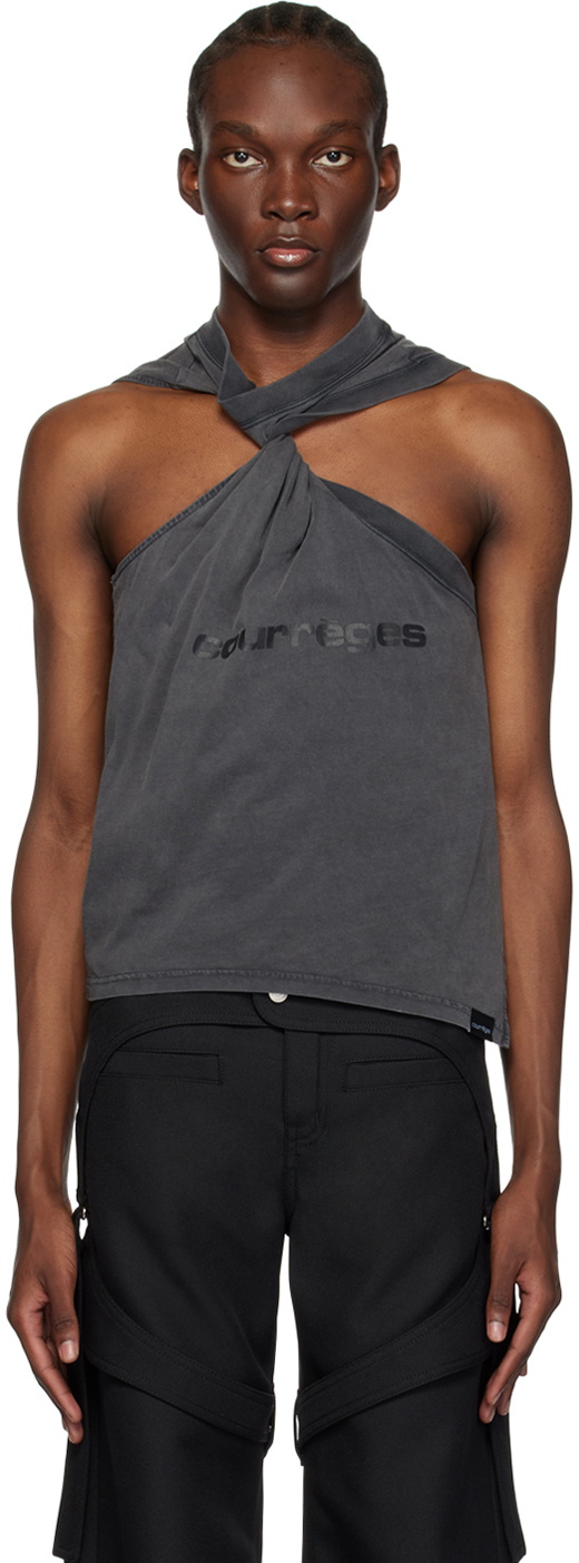 Courrèges Gray Twist Tank Top Courreges