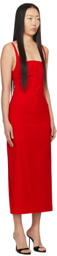 lesugiatelier Red Shirring Maxi Dress