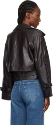 Nour Hammour Brown Hatti Cropped Leather Jacket