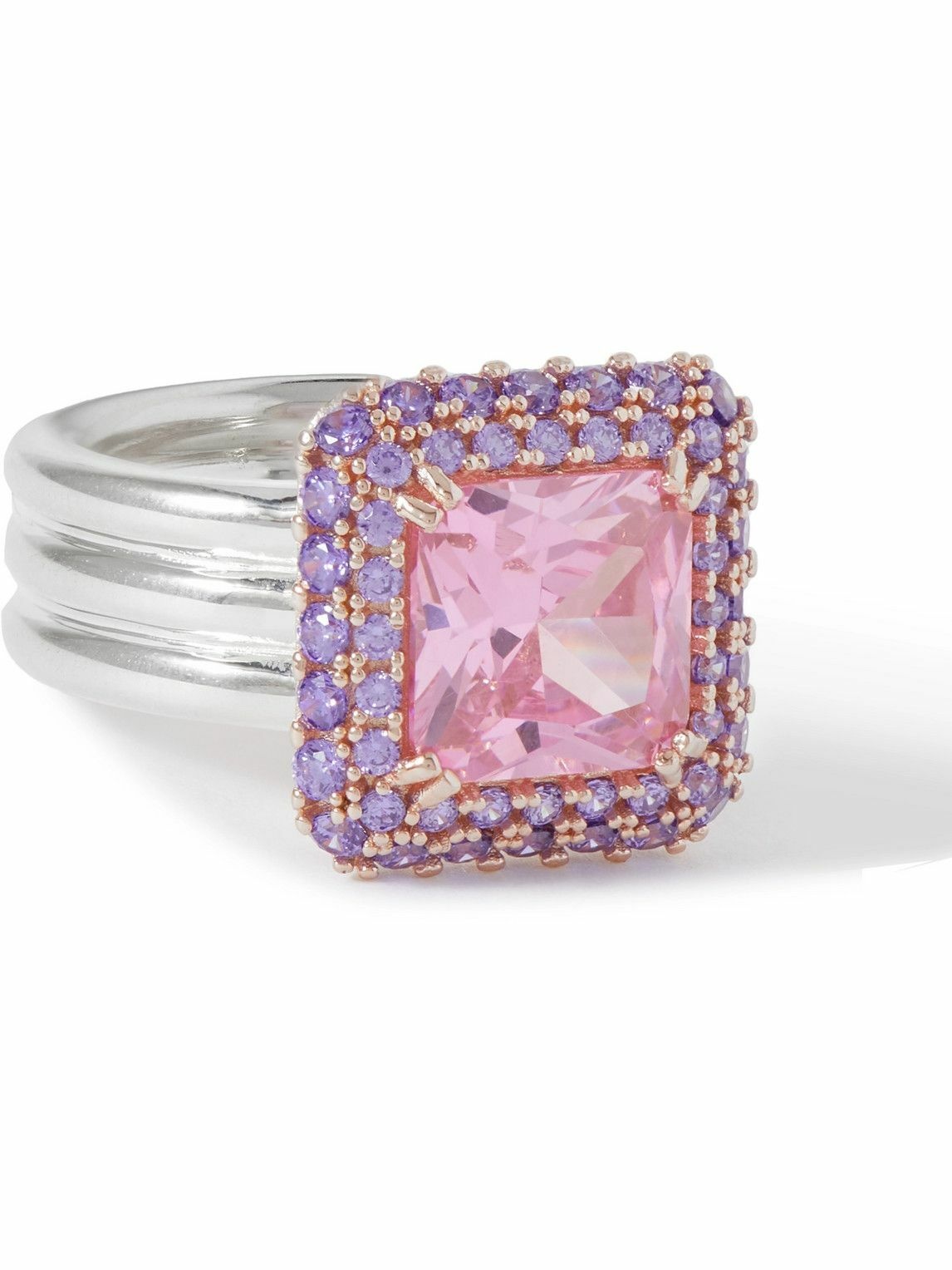 Photo: Hatton Labs - Crown Silver Cubic Zirconia Ring - Pink