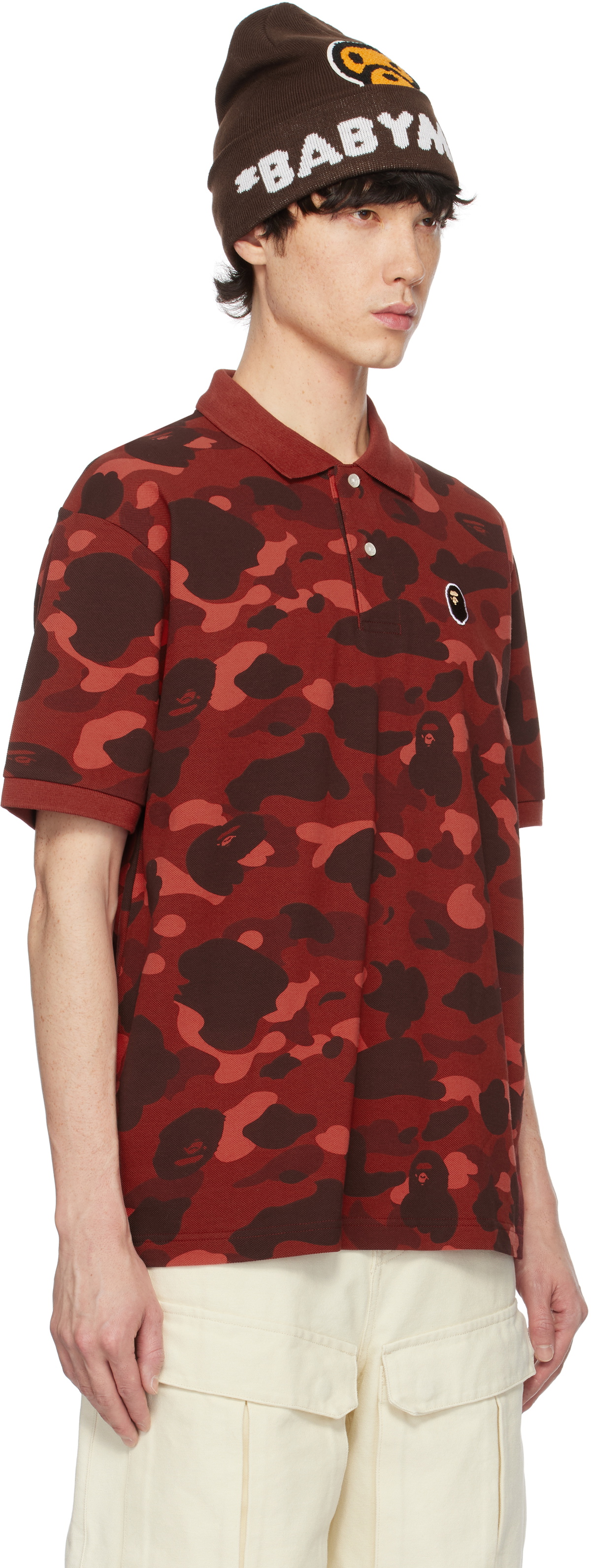 BAPE Red Color Camo Large Ape Head Polo A Bathing Ape