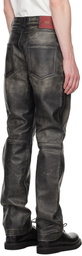 424 Black Five Pocket Leather Pants