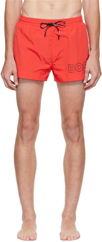 Photo: BOSS Red Crinkled Swim Shorts