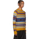 Acne Studios Yellow Striped Jacquard Crewneck Sweater