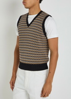 Lemaire Patterned V-neck Cotton-knit Vest Multicoloured 1